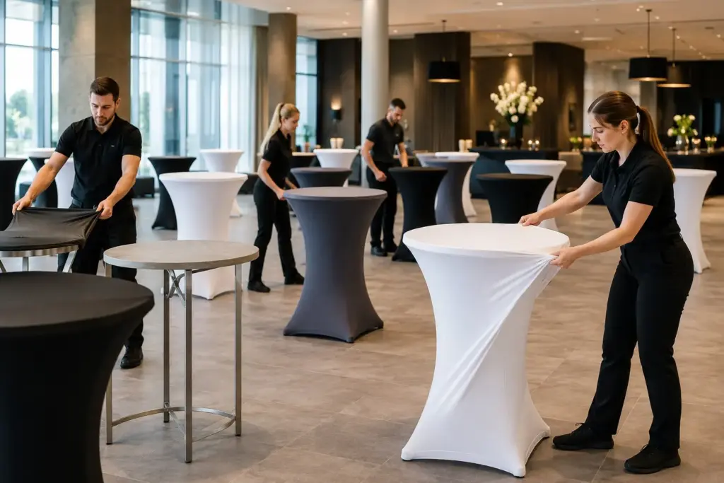 Stehtischhussen für ein einheitliches und professionelles Gesamtbild bei Events