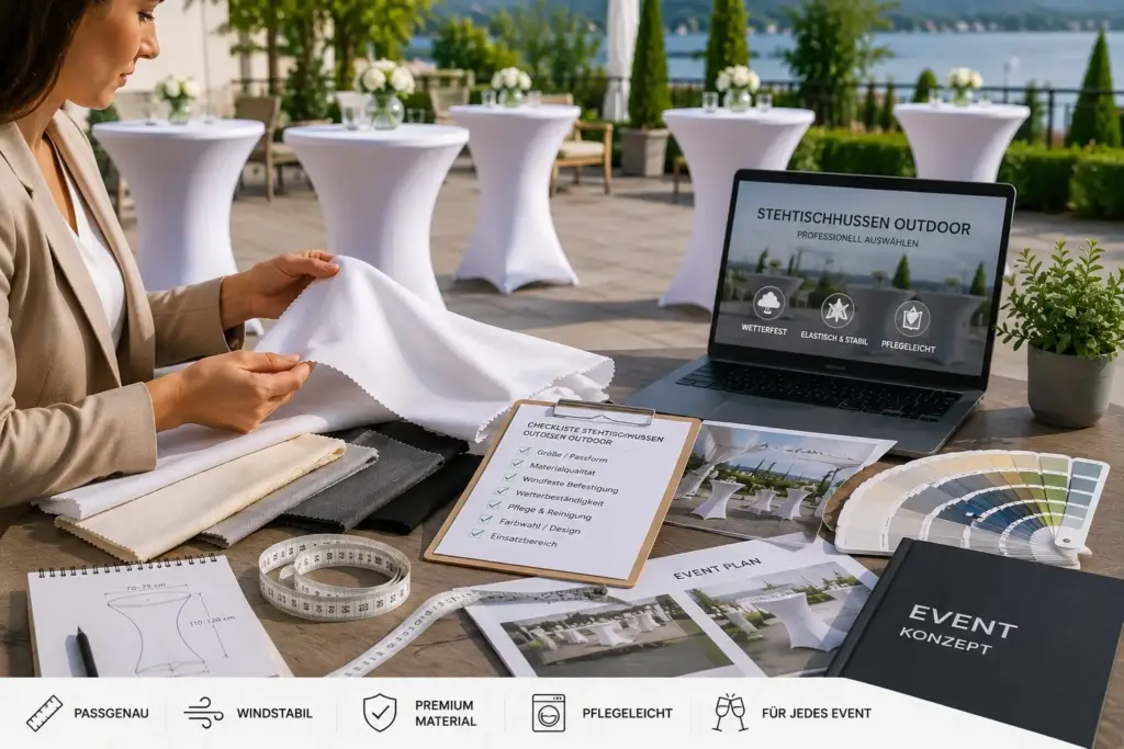 Stehtischhussen Outdoor professionell auswählen für windstabile und stilvolle Events