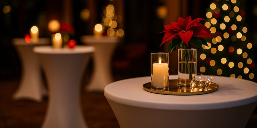 Weihnachtsfeier 2025 Stehtischhussen – festliche Deko-Ideen