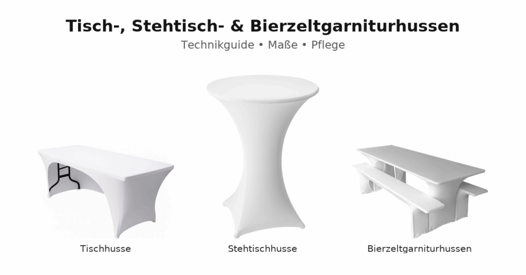 hussen-featureTischhussen, Stehtischhussen und Bierzeltgarniturhussen – Technikguide, Maße & Pflege