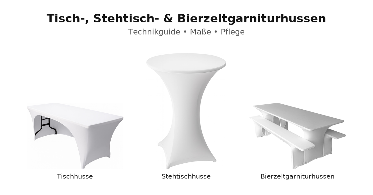 hussen-featureTischhussen, Stehtischhussen und Bierzeltgarniturhussen – Technikguide, Maße & Pflege