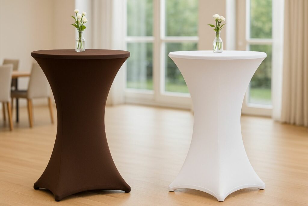 Stehtischhussen Mocha Weiß Event