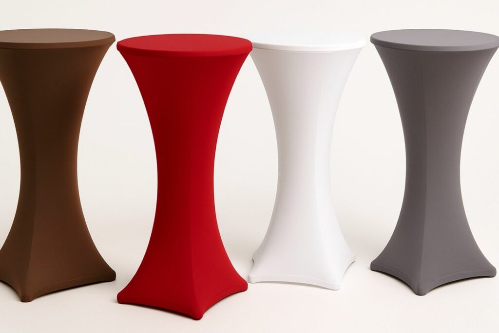 "verschiedene farben steh tischhussen"