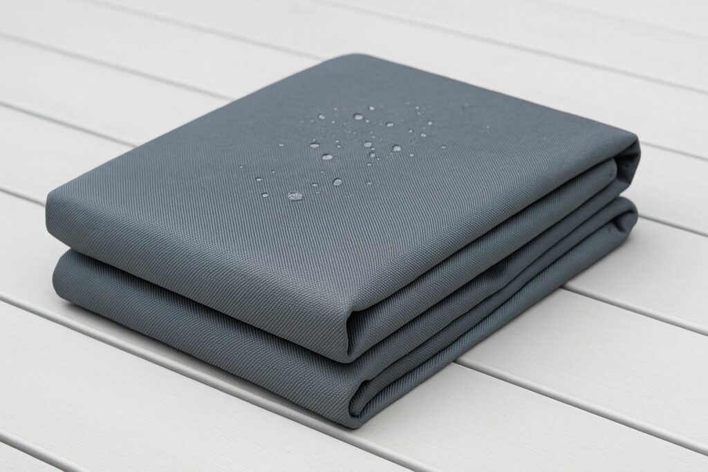 Pflegeleichte wetterfeste Husse nach dem Waschen und Trocknen