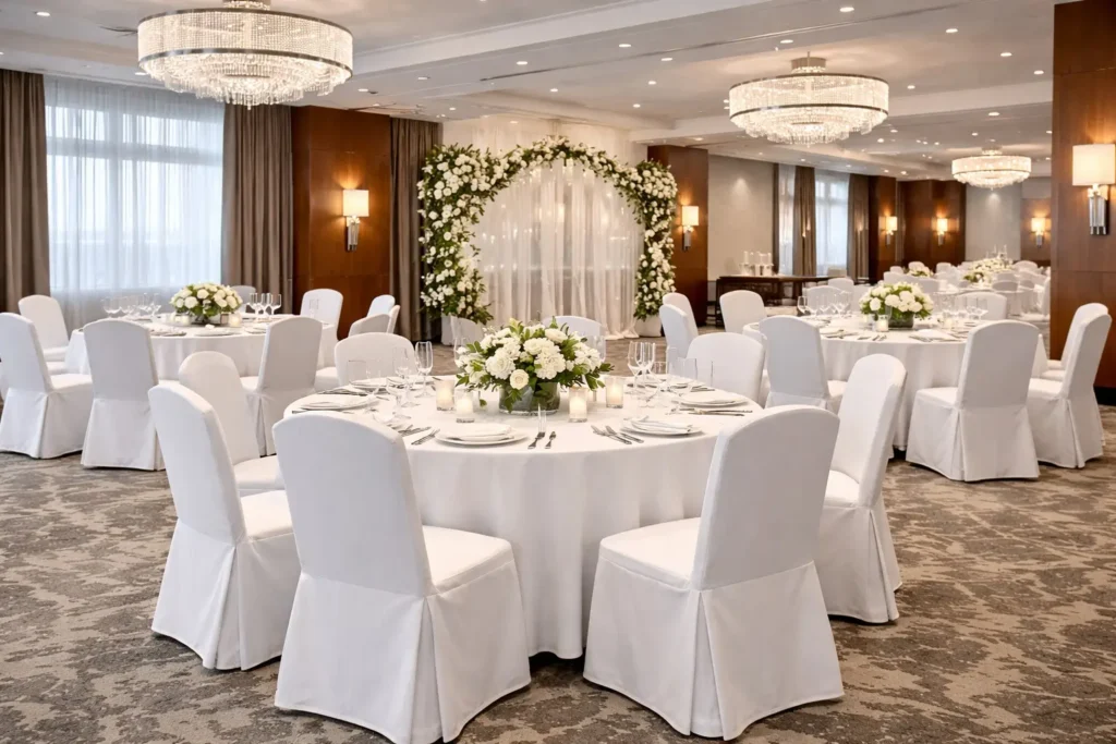 Event- und Hochzeitsbestuhlung mit strammem Sitz und ruhiger Optik