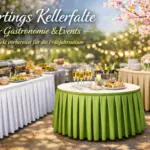 Skirtings Kellerfalte für Gastronomie & Events im Frühling.