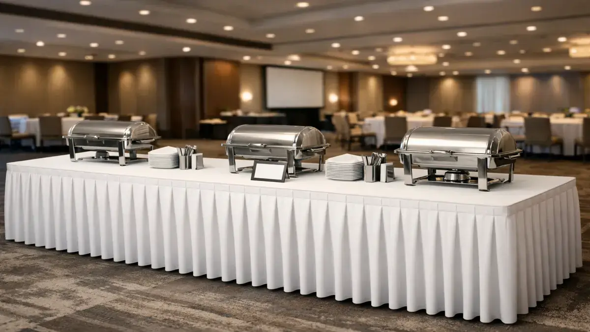 Skirtings Plisseefalte für Gastronomie und Events – professioneller Tischlook