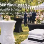 Hauben für Hussen für Stehtische bei einer Veranstaltung in Gastronomie, Hotel und Eventlocation
