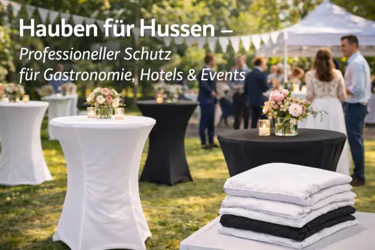 Hauben für Hussen für Stehtische bei einer Veranstaltung in Gastronomie, Hotel und Eventlocation