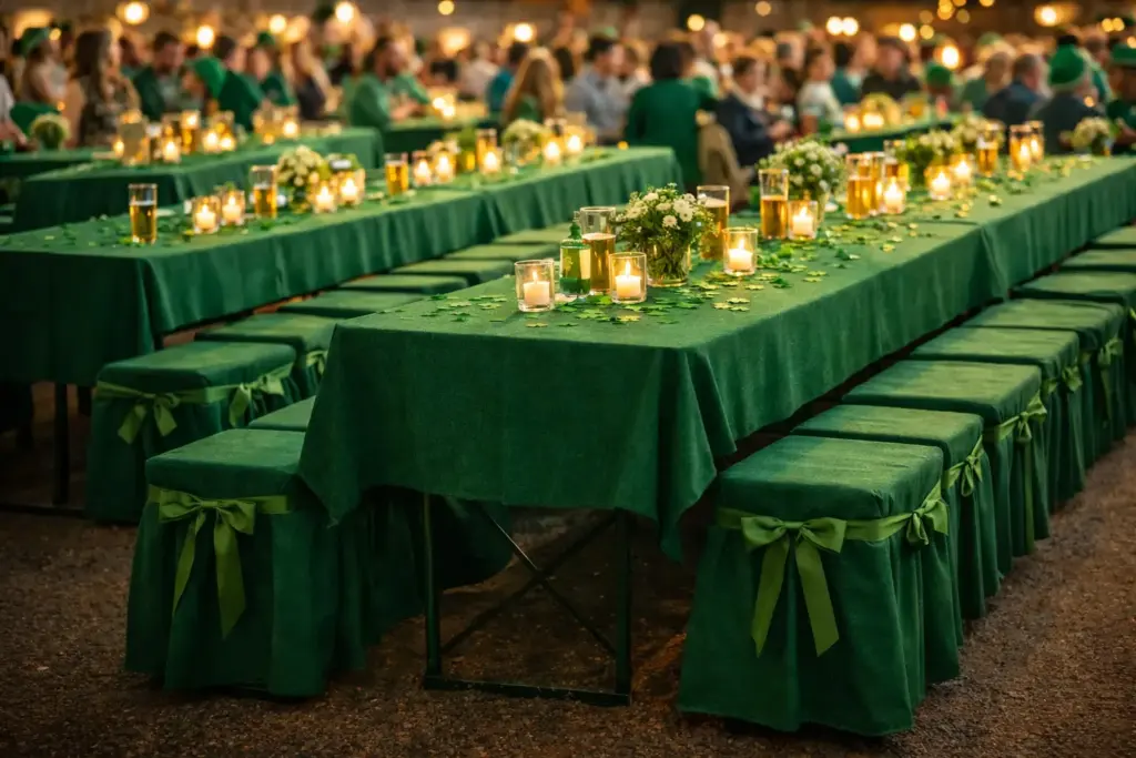 Patrick’s Day Tisch&Stuhl deko für Events mit grünen Bierzeltgarniturhussen