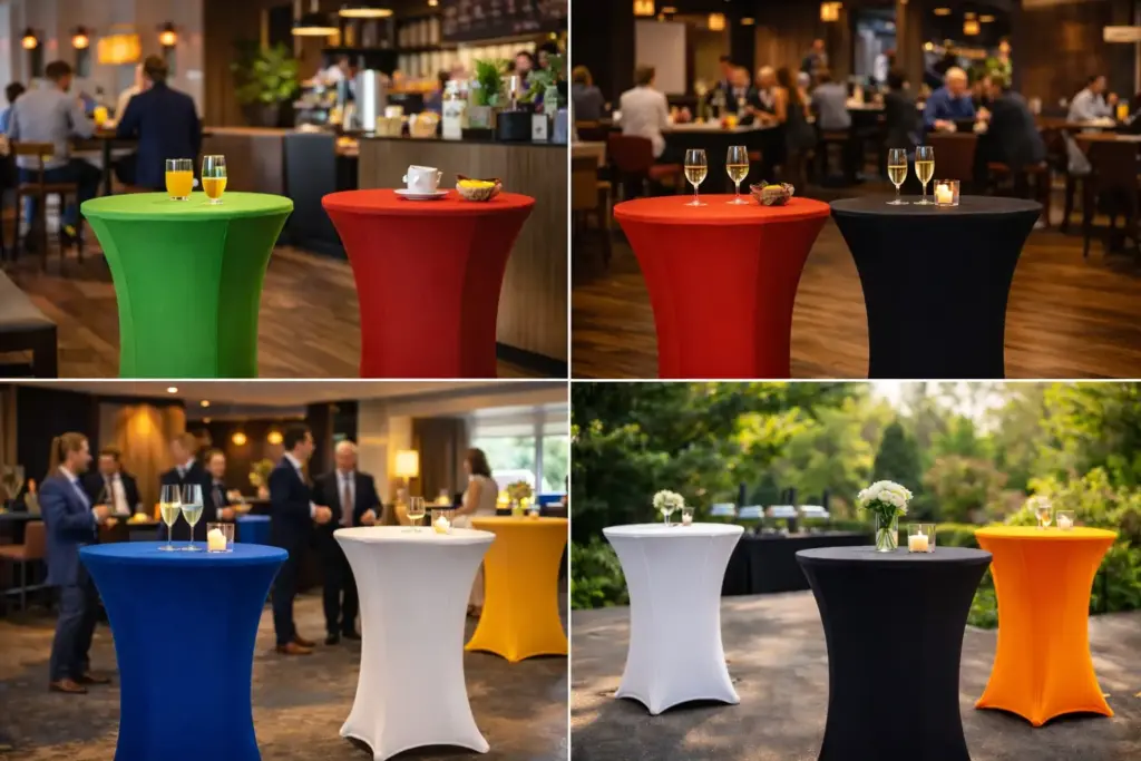 stehtischhussen einsatz in cafe restaurant event und gastronomie