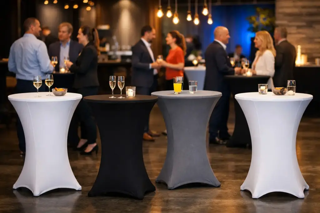 stehtischhussen einsatz bei event und gastronomie