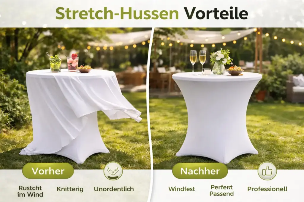 vergleich tischdecke und moderner tischabdeckung im outdoor bereich