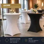 Alte Stehtische aufwerten mit Hussen für professionelle Events und Gastronomie